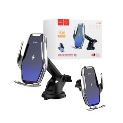 Hoco Automatic Induction Car Holder S14 Surpass with Wireless Charger Silver Hoco Automatic Induction Car Holder S14 Surpass with Wireless Charger Silver